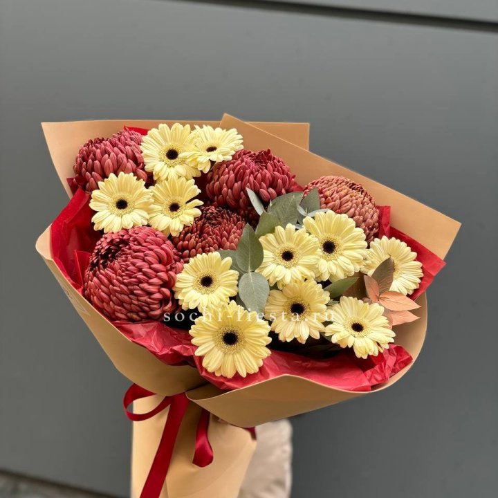 Букет гербер и хризантем Бигуди в Братске
