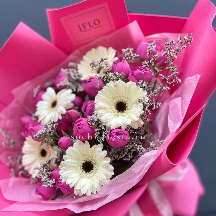 Букет гербер и мисти бабблс  в Братске