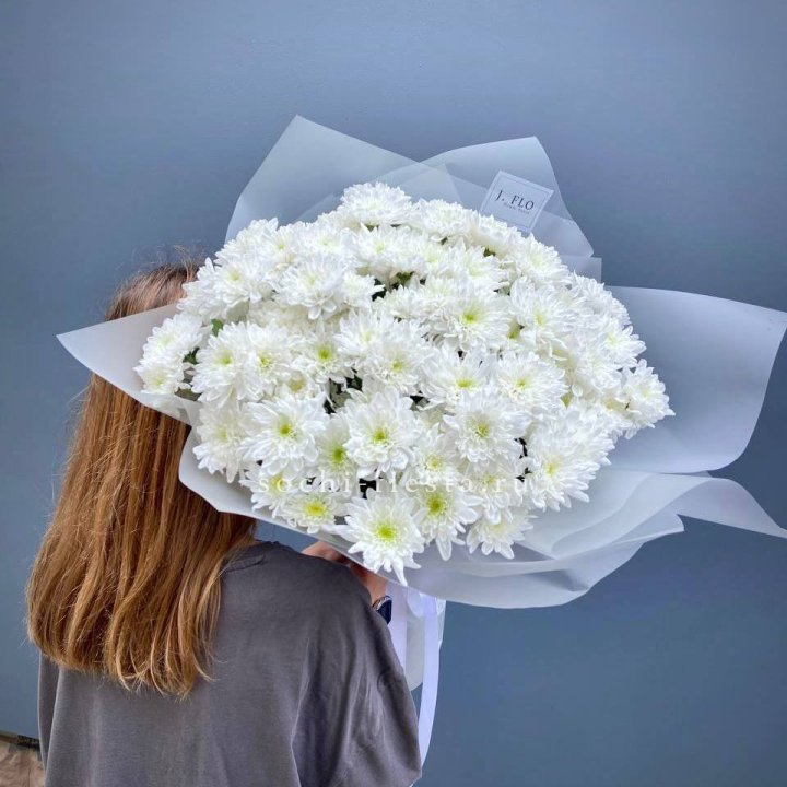 Букет хризантем "Белая снежинка" в Братске