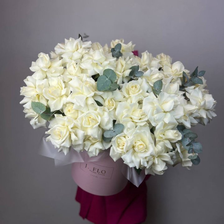 37 белых роз в боксе в Братске