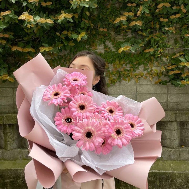 13 розовых гербер в Братске