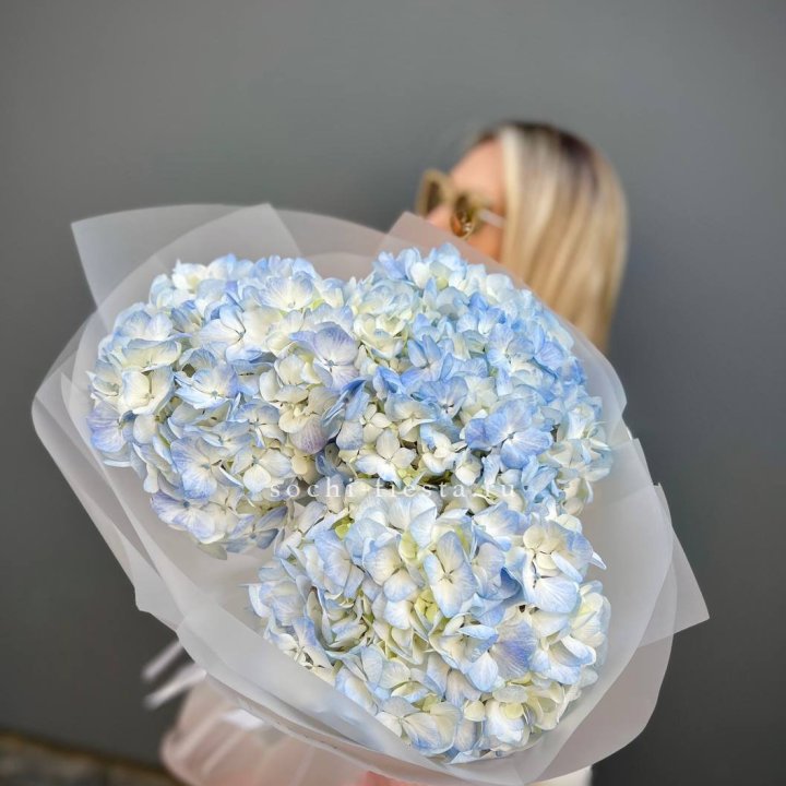 Букет из 3 голубых гортензий  в Братске