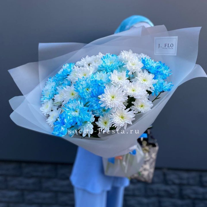 Букет хризантем "Голубая снежинка" в Братске