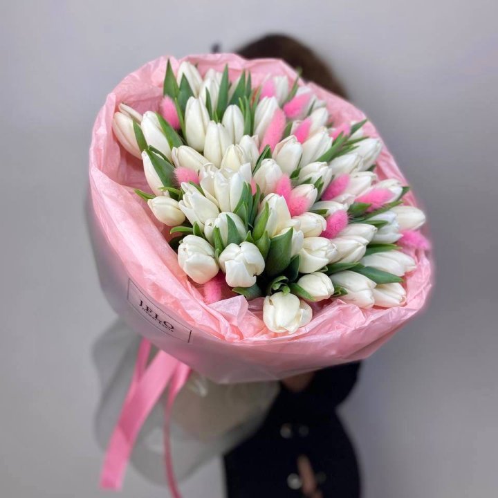 51 белый тюльпан "Рози" в Братске