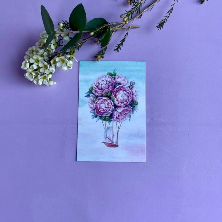 Открытка к букету "Пион" в Братске