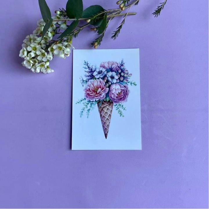 Открытка к букету "Цветочно-кремовый" в Братске