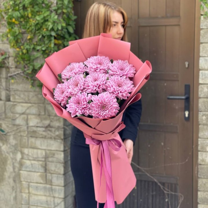 Букет хризантем розовый в Братске