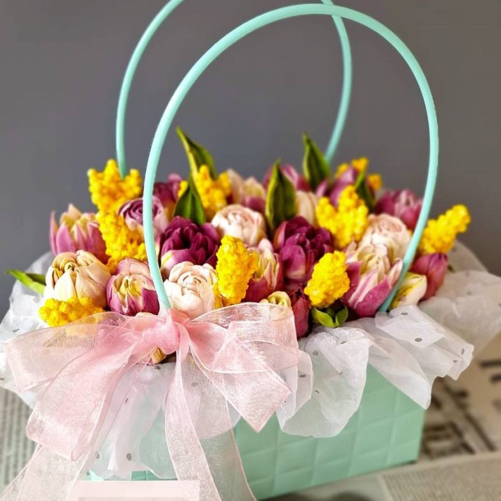Тюльпаны в сумочке из зефира в Братске