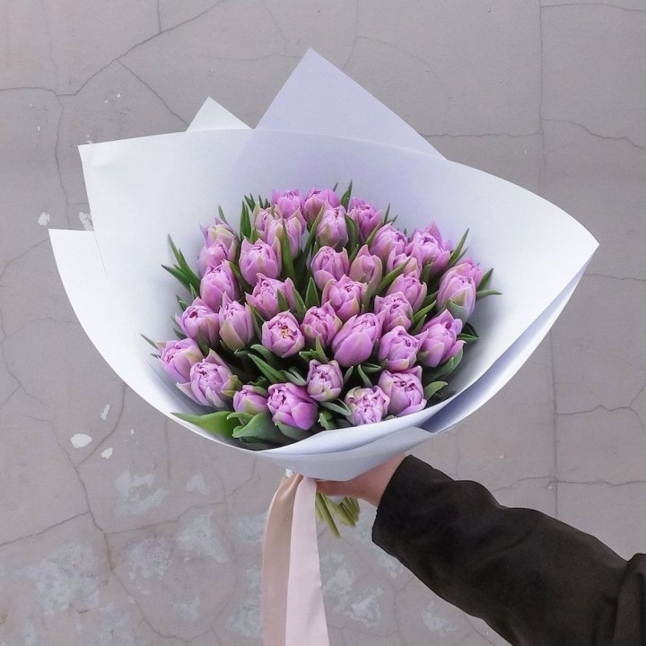 35 сиреневых тюльпанов в Братске