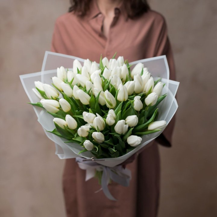 51 белый тюльпан в Братске
