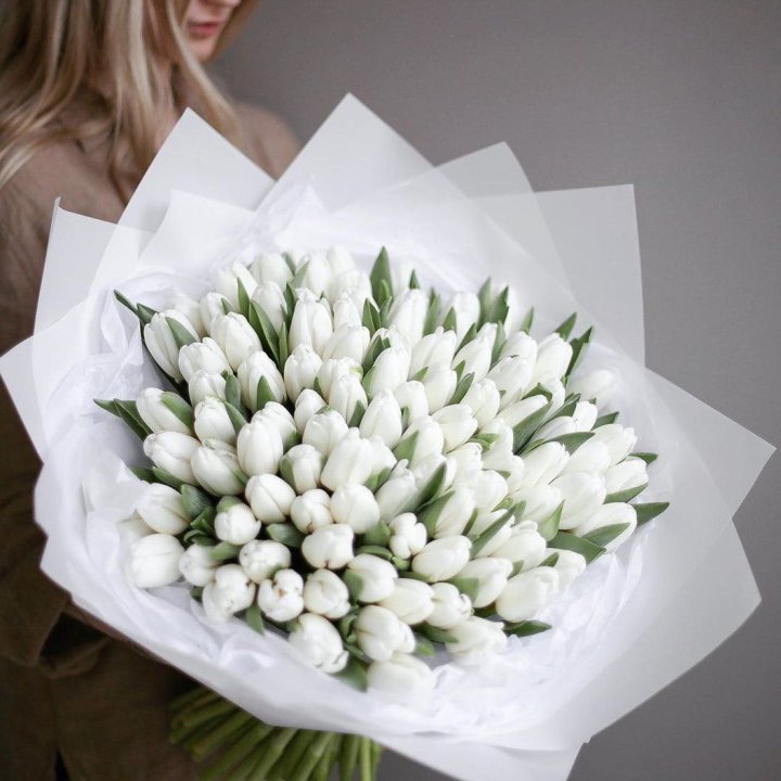 101 белый тюльпан в Братске